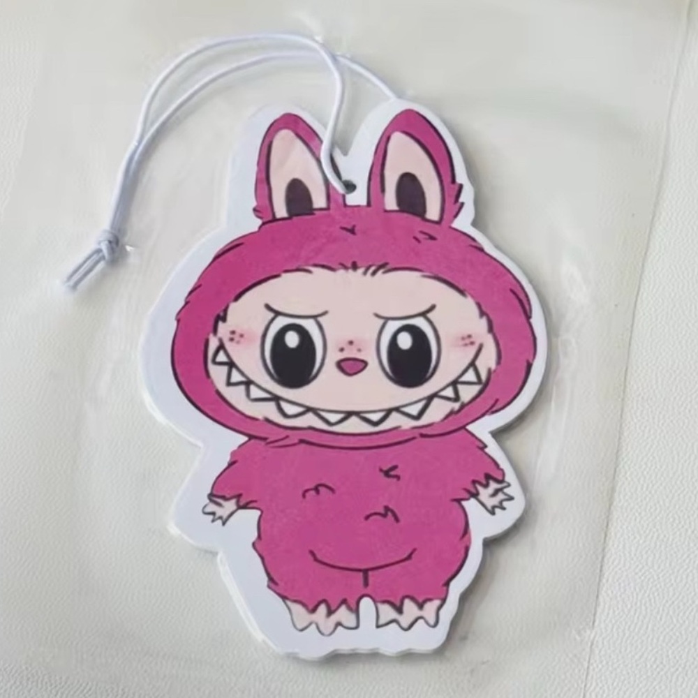 NEW! Labubu Car Air Freshener Bunny Character Dark Pink